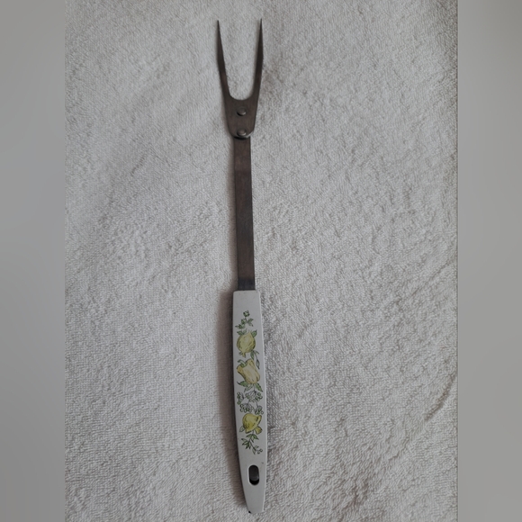 Vintage Stainless Steel 2 Tine Meat Fork Vegetable Desing Handle Mushroom - Picture 10 of 11